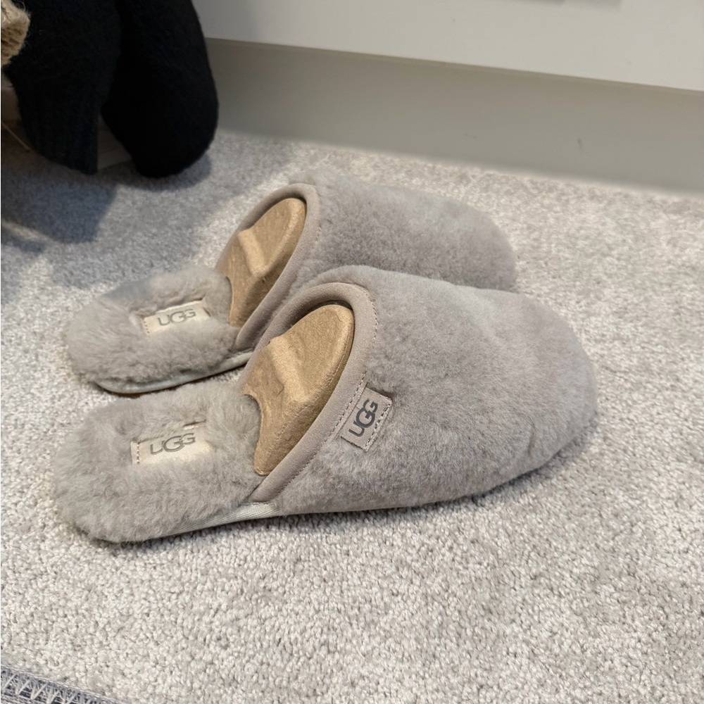 UGG Soft Gray Plush Slippers